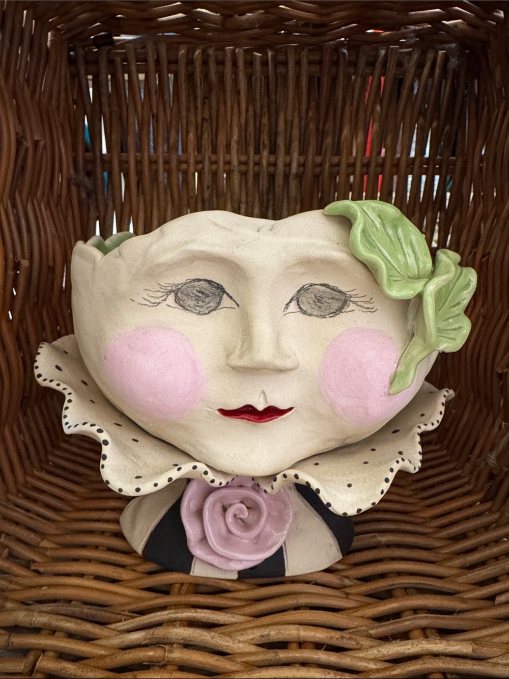 Teyros “Miss Rosie” Whimsical Ceramic Face Planter